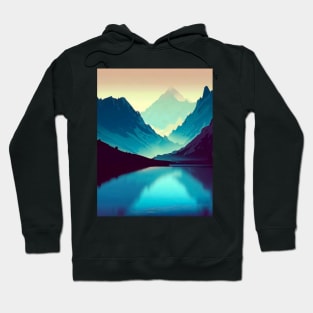 VaporwaveNature lake in mountains landscape Hoodie